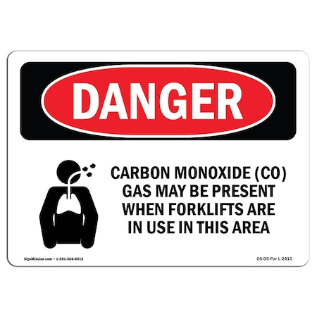 Signmission Safety Sign, OSHA Danger, 5" Height, 7" Width, Carbon Monoxide (CO) Gas May, Landscape OS-DS-D-57-L-2415